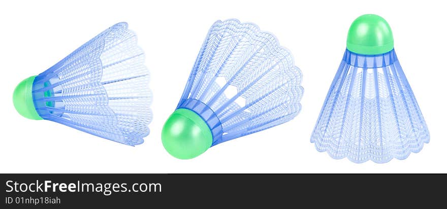 Three badminton shuttlecoc isolated. Clipping path. Three badminton shuttlecoc isolated. Clipping path