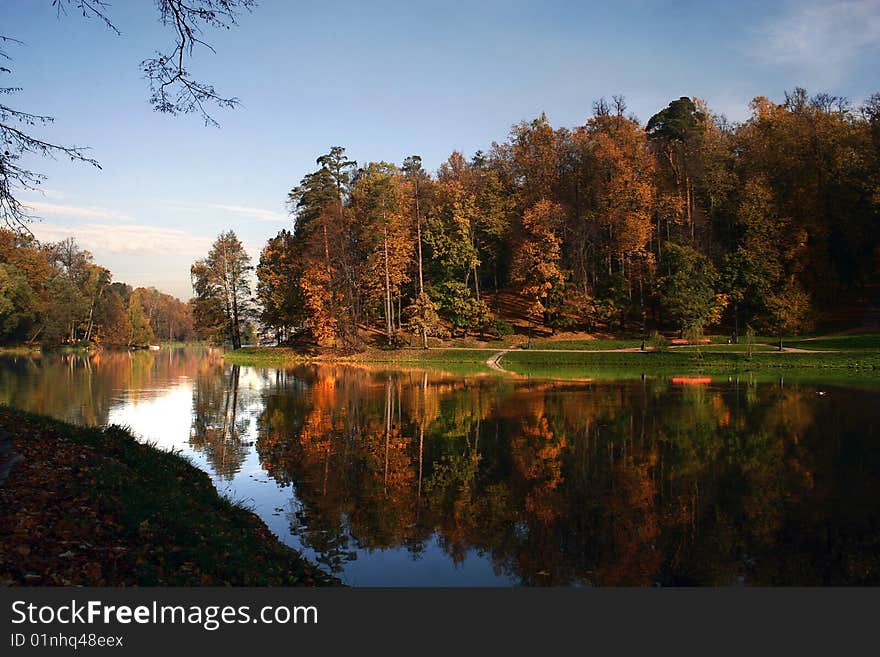 Autumn park Tsaritsino in Moscow