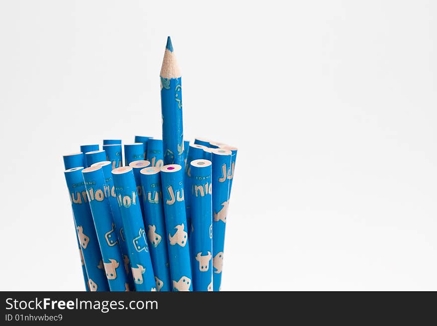 Isolated pen from a stack of wooden crayon. Isolated pen from a stack of wooden crayon