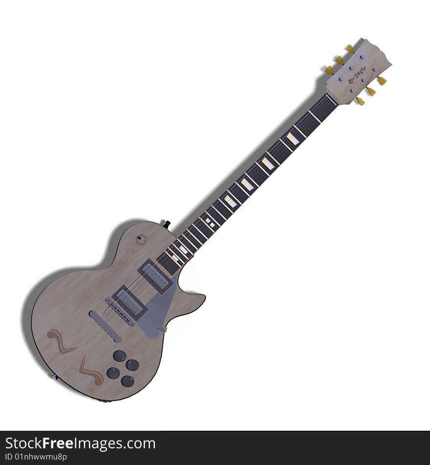 Image of electric guitar with shadow and Clipping Path