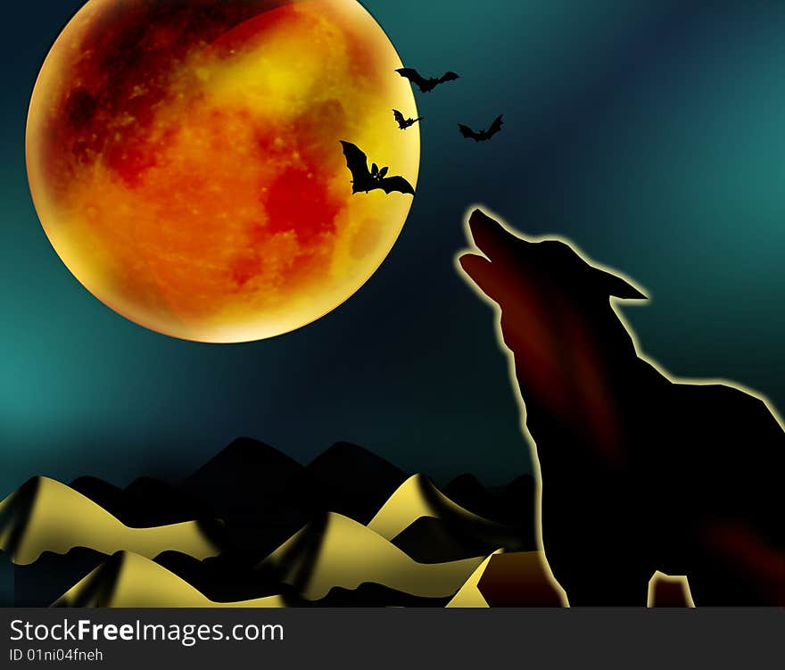 A wolf in the night of halloween