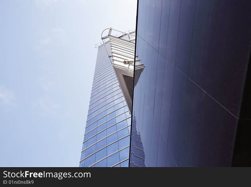 Skyscraper on a background of blue sky