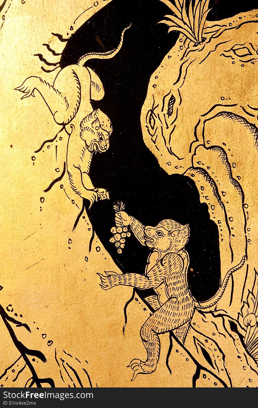 Monkey in traditional Thai style art