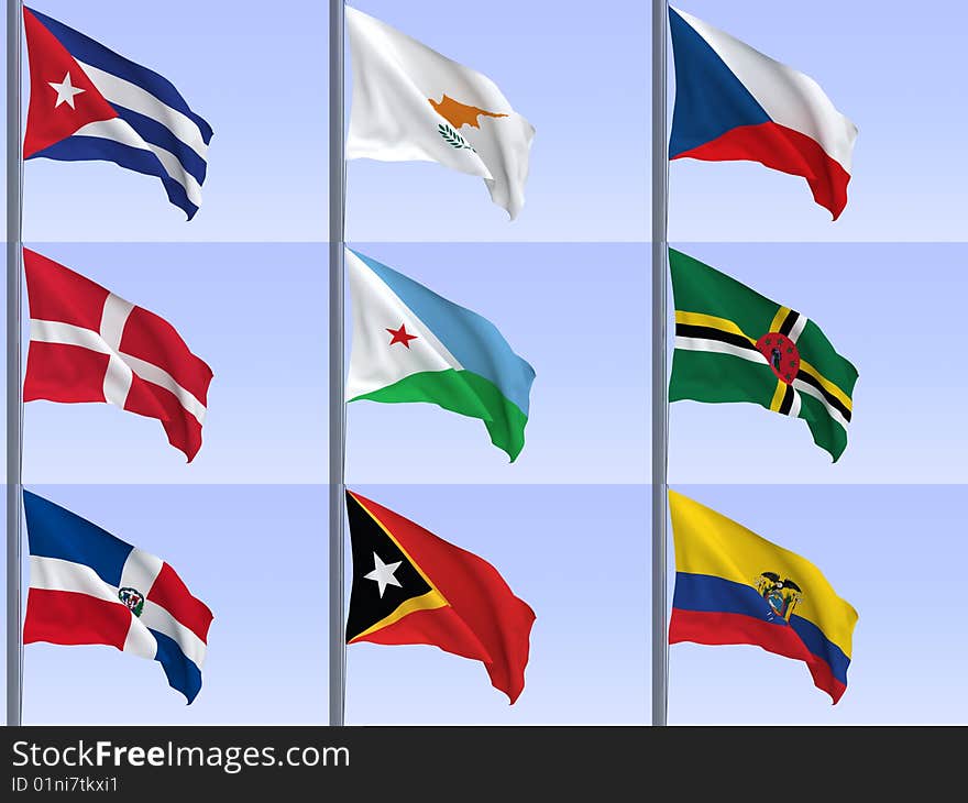 3d rendered flag in wind, series. 3d rendered flag in wind, series