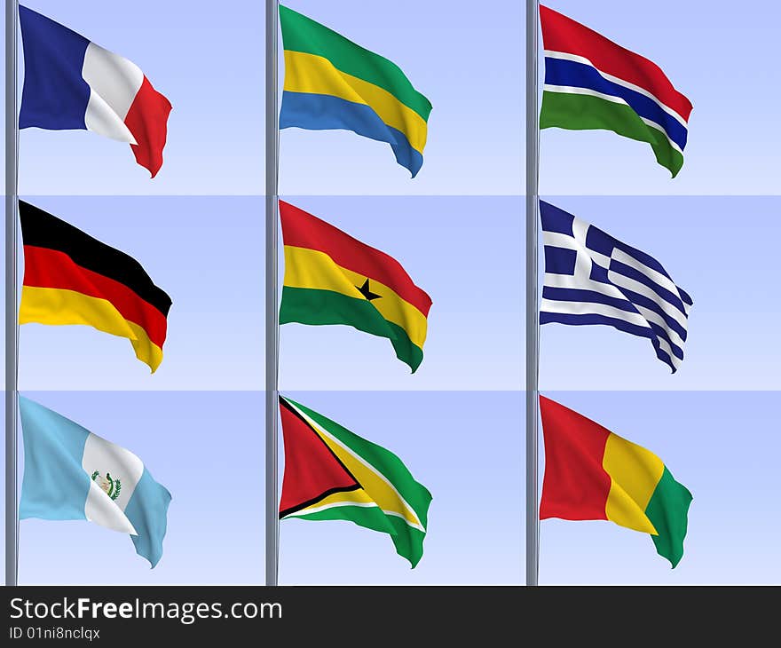 3d rendered flag in wind, series. 3d rendered flag in wind, series