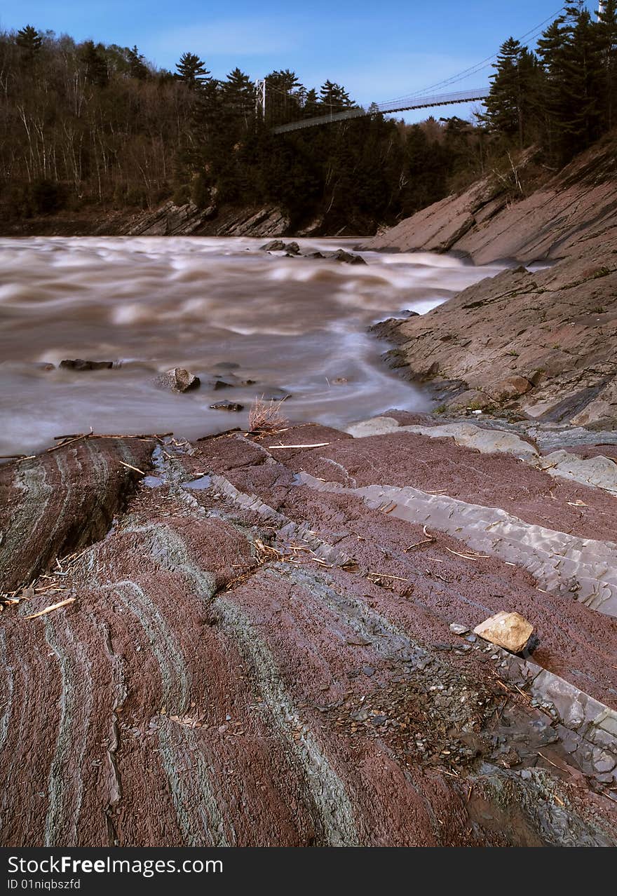 Hdr shot of a natural park in quebec,canada. Slow shutter speed. Focus on the ground. Hdr shot of a natural park in quebec,canada. Slow shutter speed. Focus on the ground