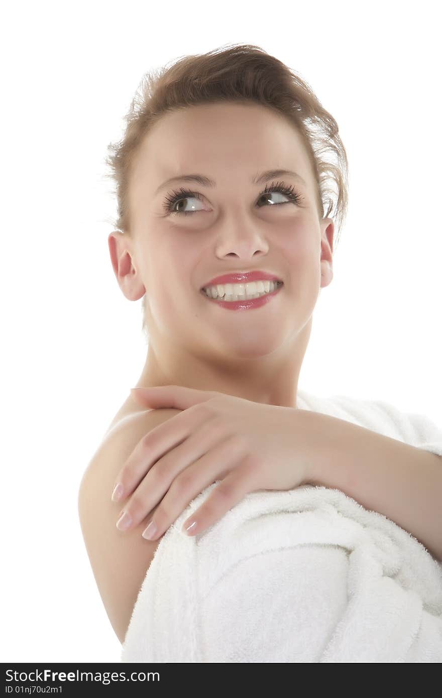 Fresh and Beautiful woman on white background wea