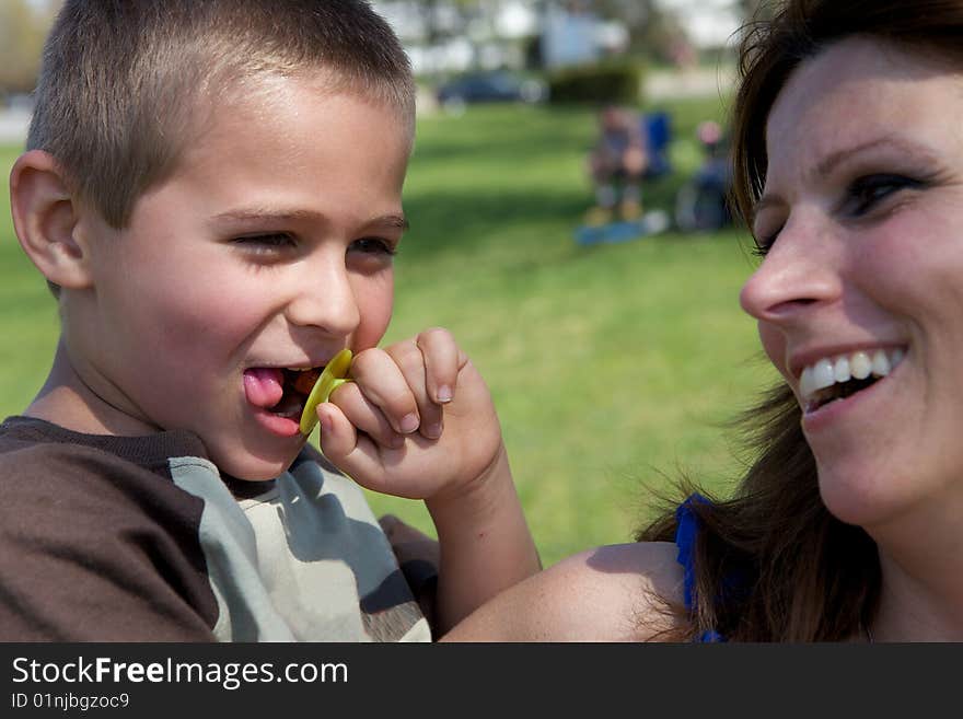 Cute little boy laughing with his mother. Cute little boy laughing with his mother