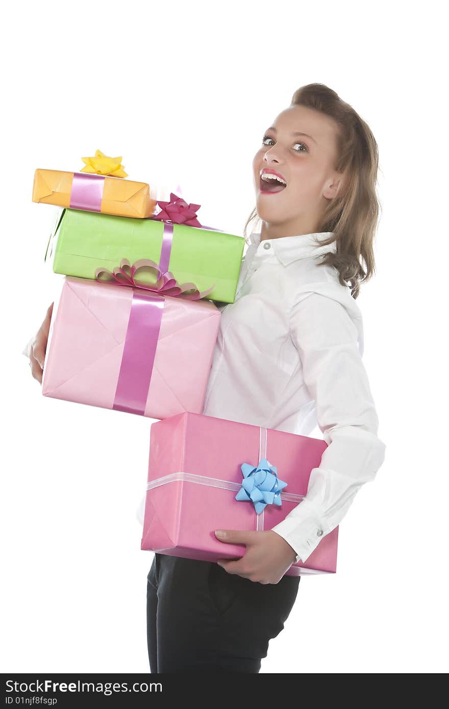 Young Smiling Girl With Present