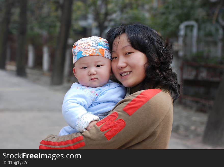 Cute Baby  With  Mother