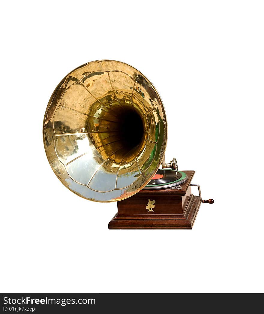 Retro gramophone isolated