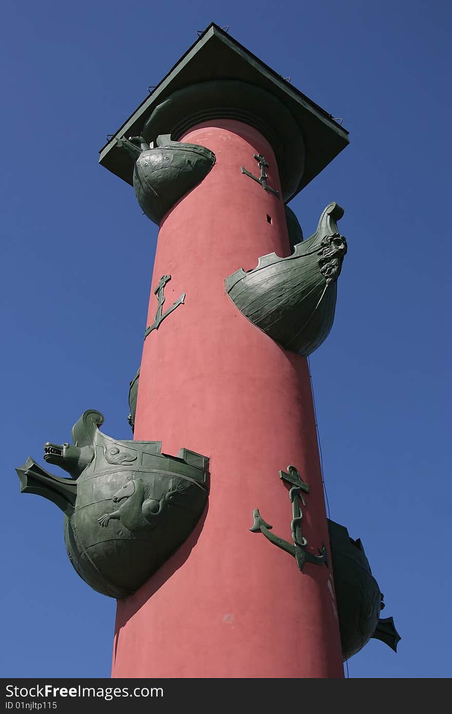 Rostral column on Neva embankment in Saint-Petersburgh, Russia