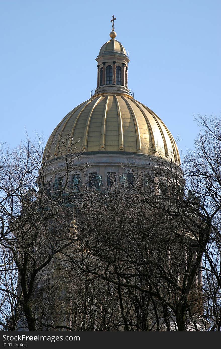 Cupola of Saint Isaac Cathedral in Saint-Petersburgh, Russia