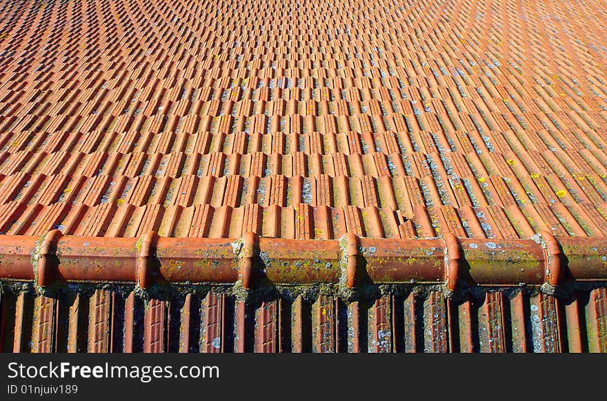 The pattern of old tile roof. The pattern of old tile roof