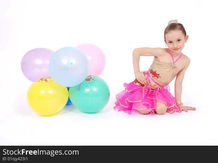 Girl in dress posing in studio