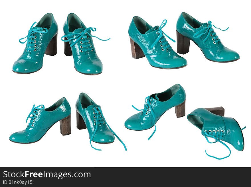 The female green varnished shoes