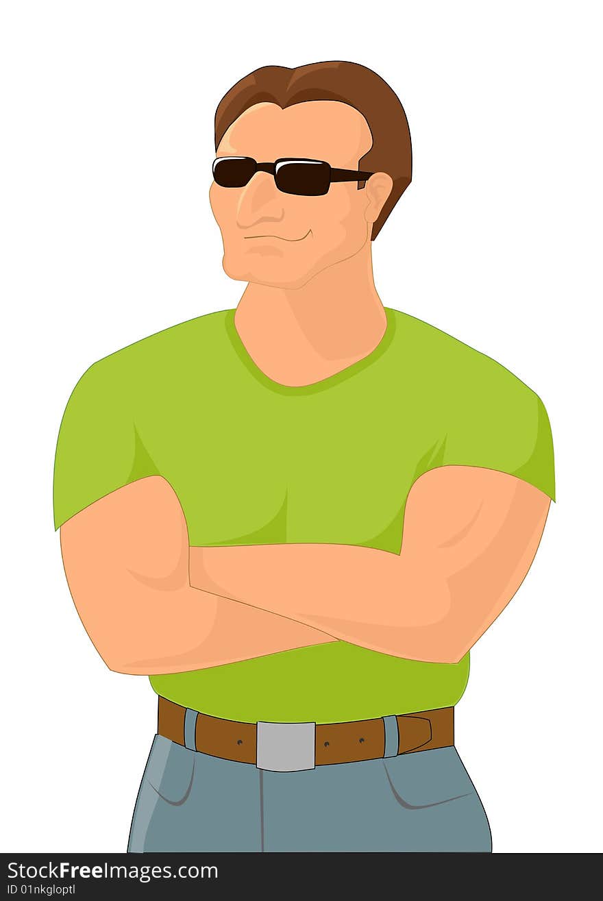 Healthy muscular optimistic strong man on white background. Healthy muscular optimistic strong man on white background