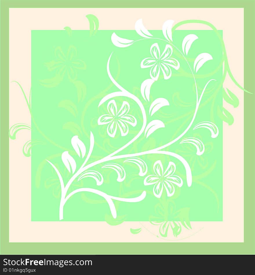 Abstract vector illustration. A flower ornament in green tones. Abstract vector illustration. A flower ornament in green tones.