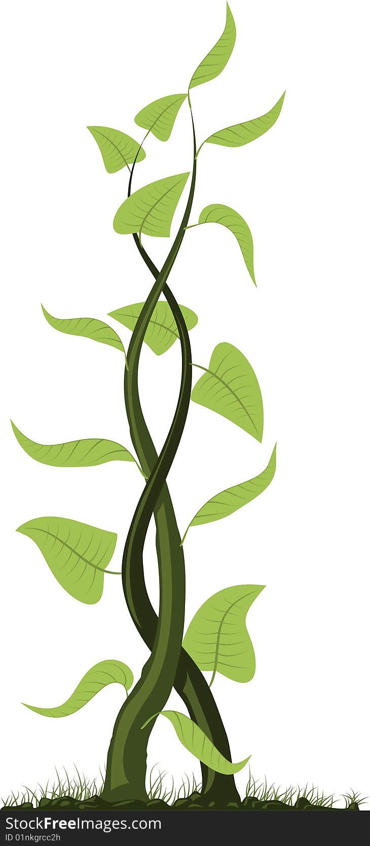 Interlocking young trees. vector illustration