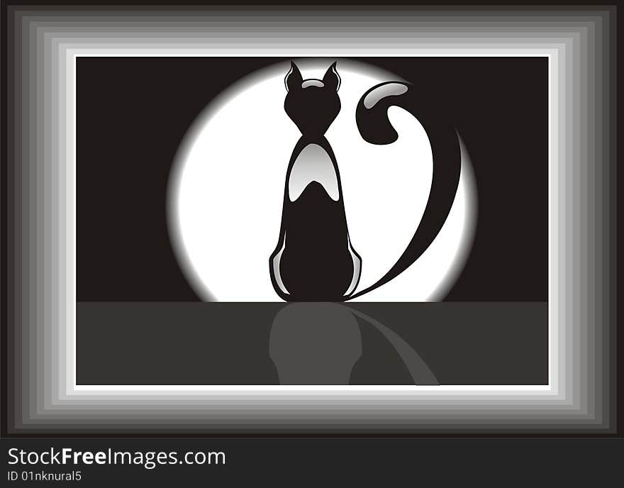 beautiful illustration which depicts a black cat. beautiful illustration which depicts a black cat