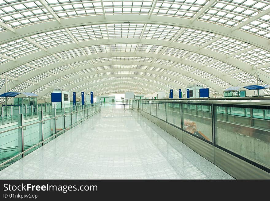 Modern hall inside in the beijing airfield.