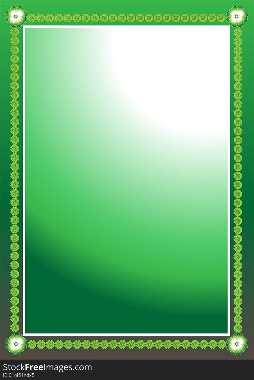 green color flower border green background and  illustration