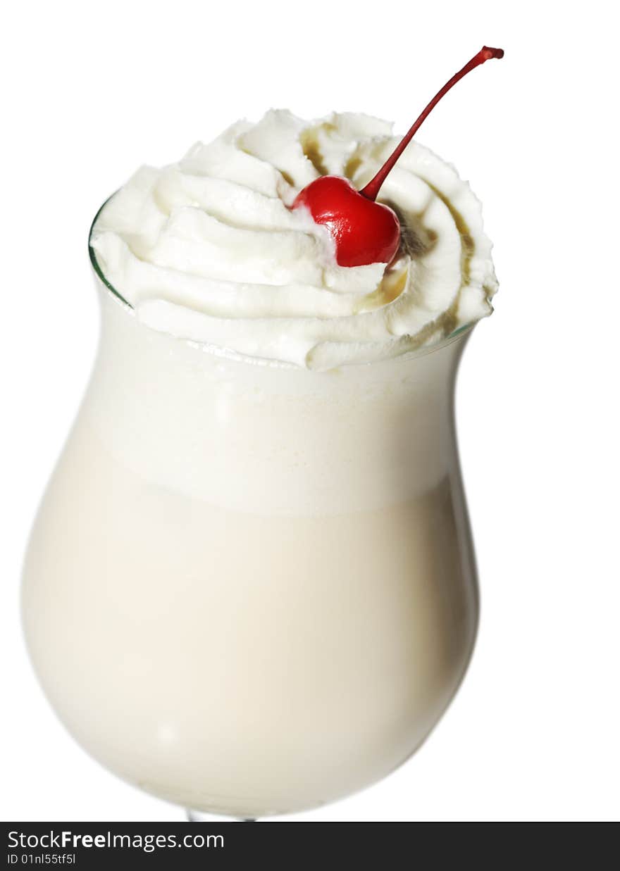 Cocktail with Whipped Cream and Cherry