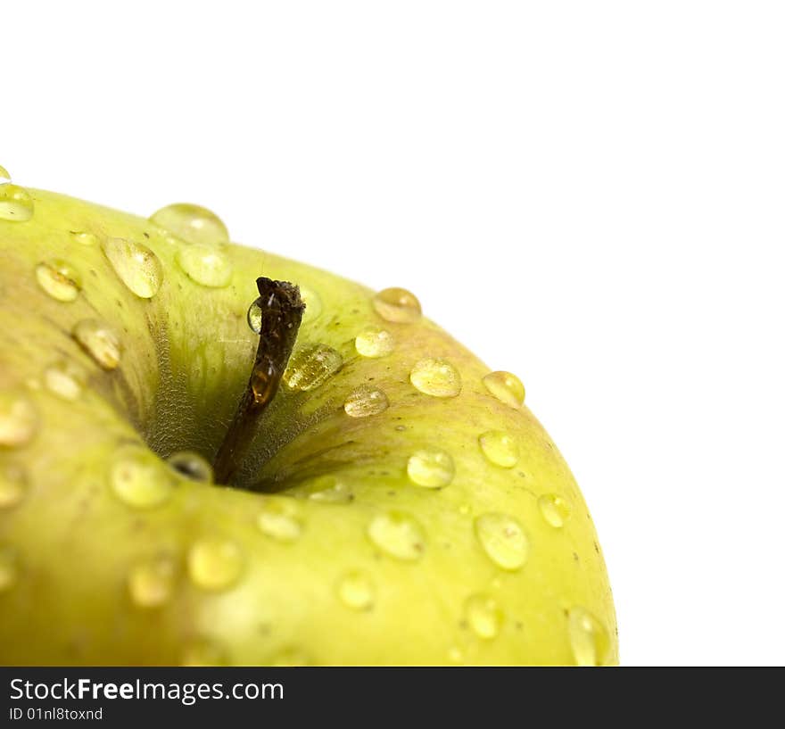 Apple with waterdrops on its surface