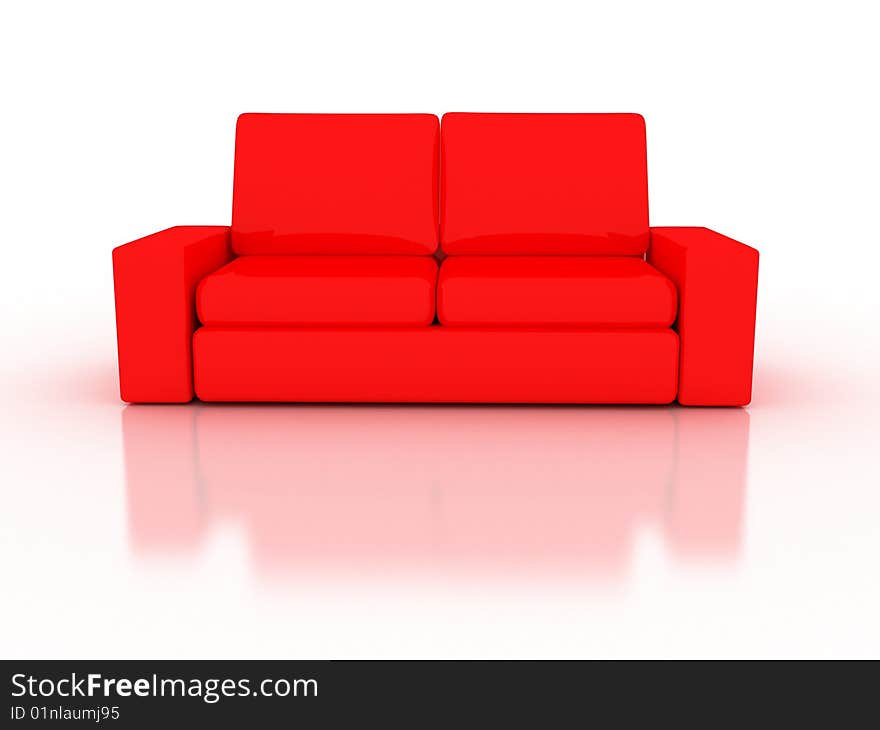 Sofa on white. 3D rendering