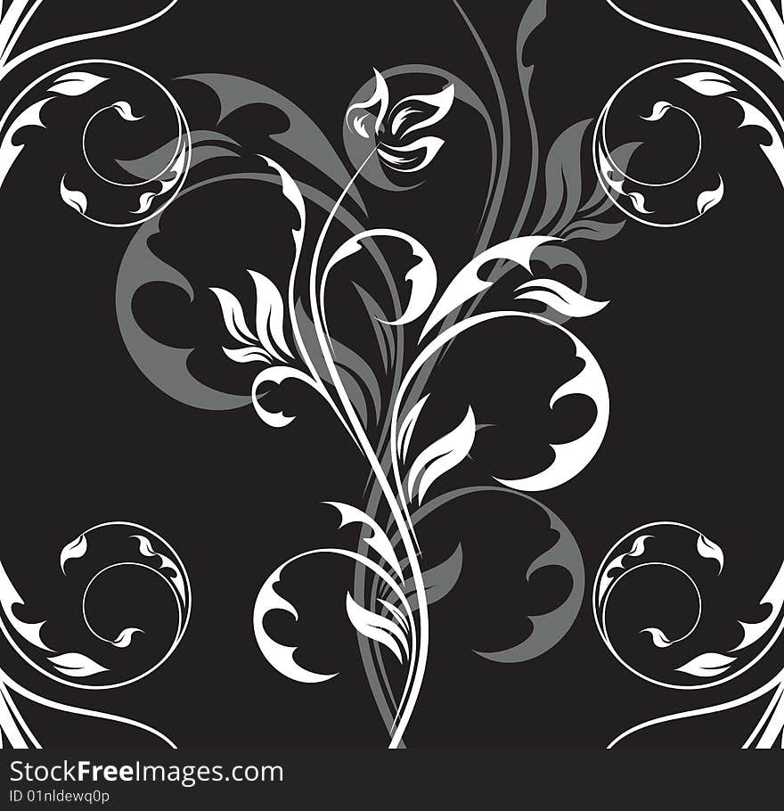 Black and white floral background. 
vector illustration. Black and white floral background. 
vector illustration.