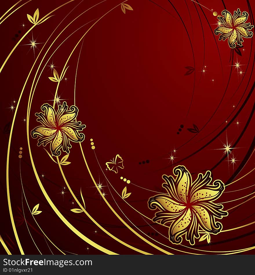 Gold Flower background - vector illustration