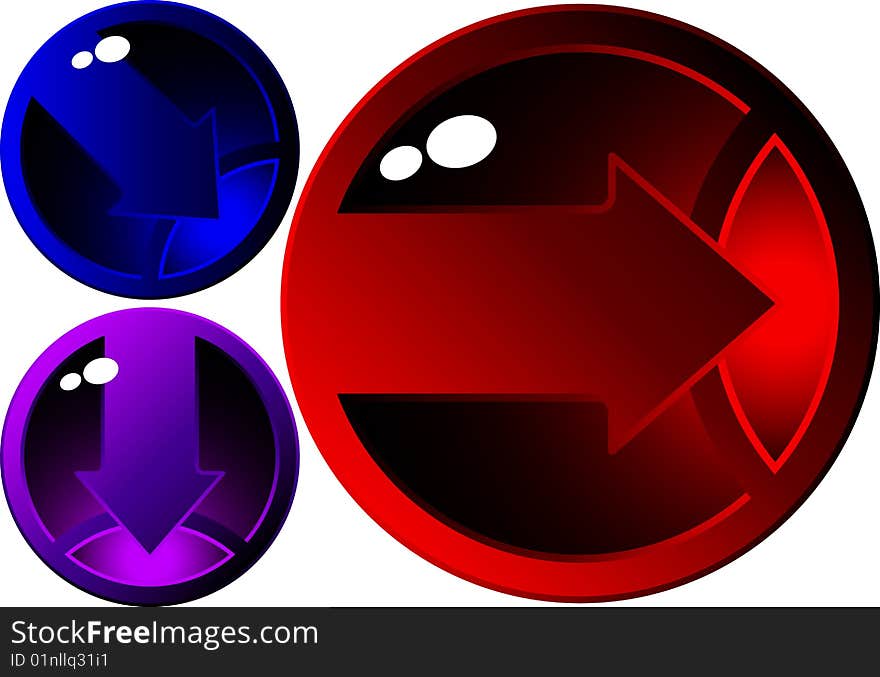 Color buttons with arrows - vector illustration. Color buttons with arrows - vector illustration