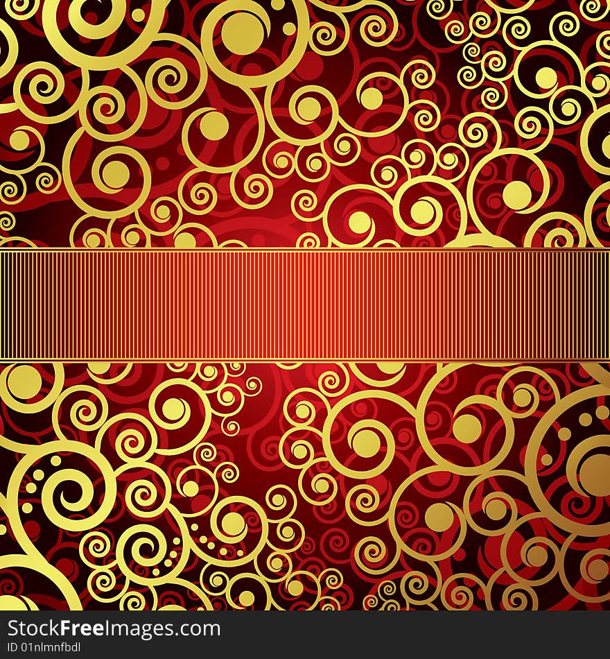 Red floral background - vector illustration