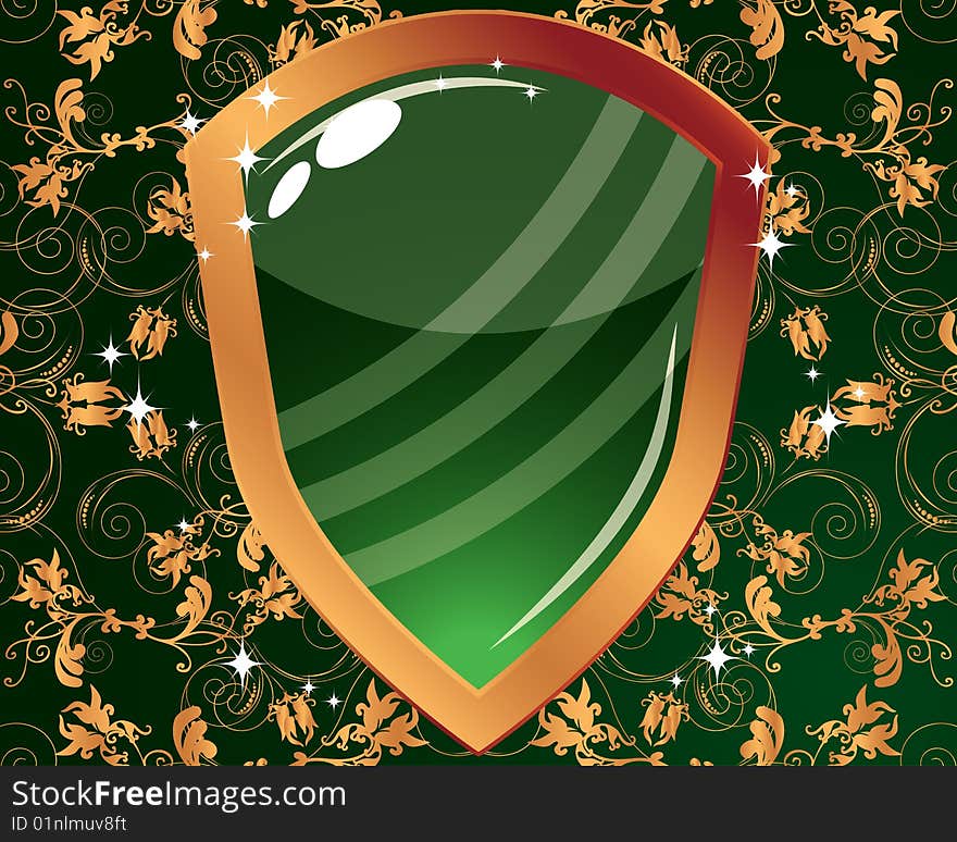 Heraldic Shield in floral  background - vector illustration