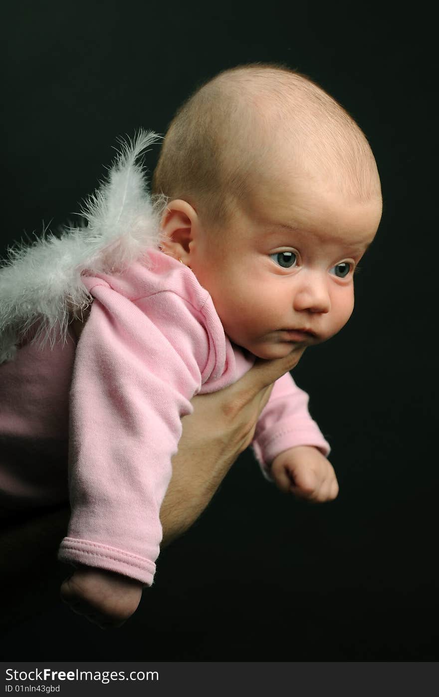 Little baby in dad's hands