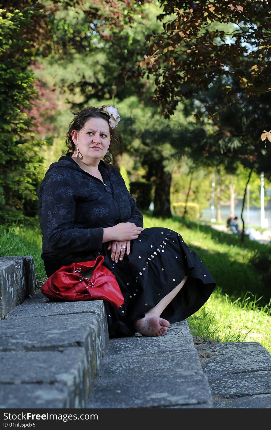 Bohemia woman in a park