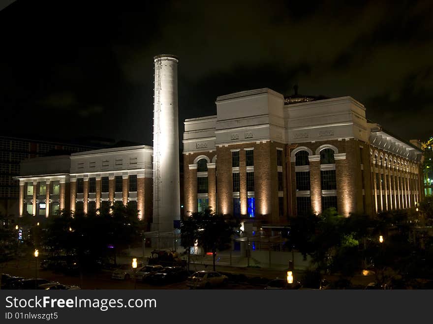 Night shot of St James Powerhouse Entertainment Complex in Singapore