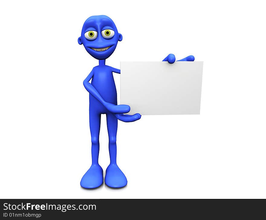 Blue Figure With Blank Sign.