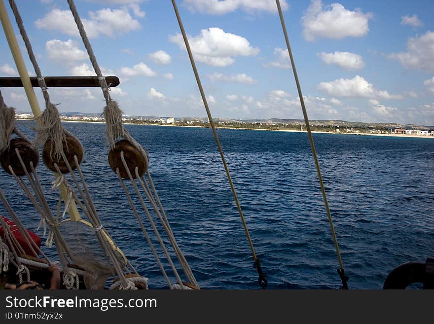 View Of A Ship To The Coast