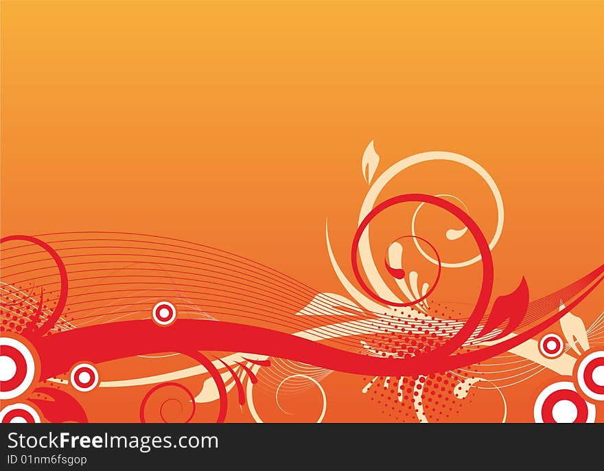 Orange/red floral background design