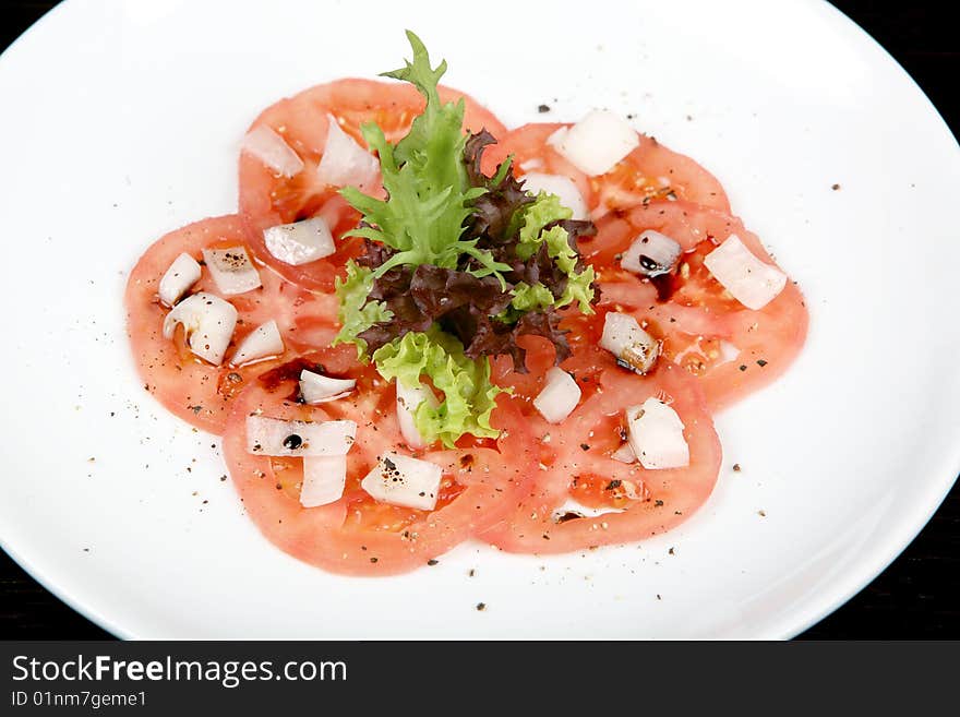 Tomato cucumber and basil salad. Tomato cucumber and basil salad