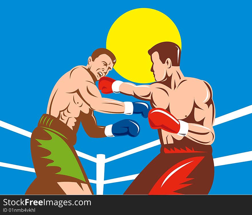 Vector illustration on the combative sport of boxing. Vector illustration on the combative sport of boxing