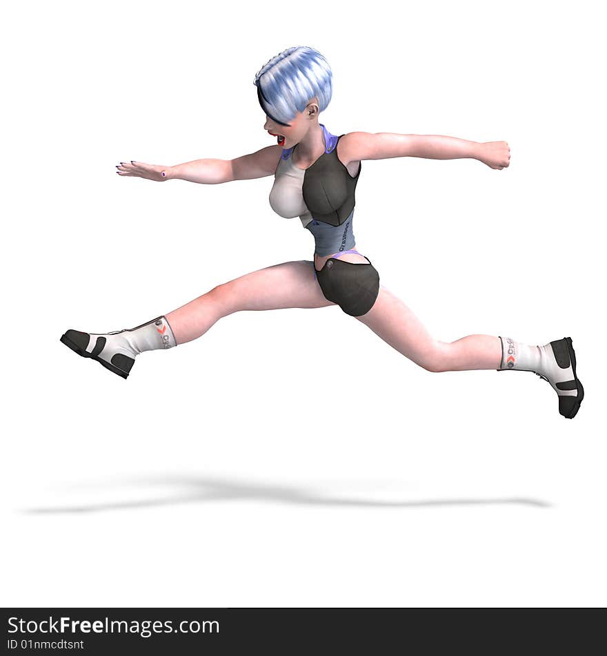 Female Scifi Heroine Jumping Over Something With