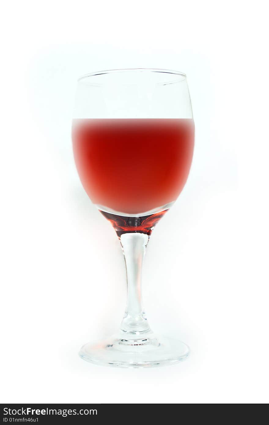 Glass of red wine on white