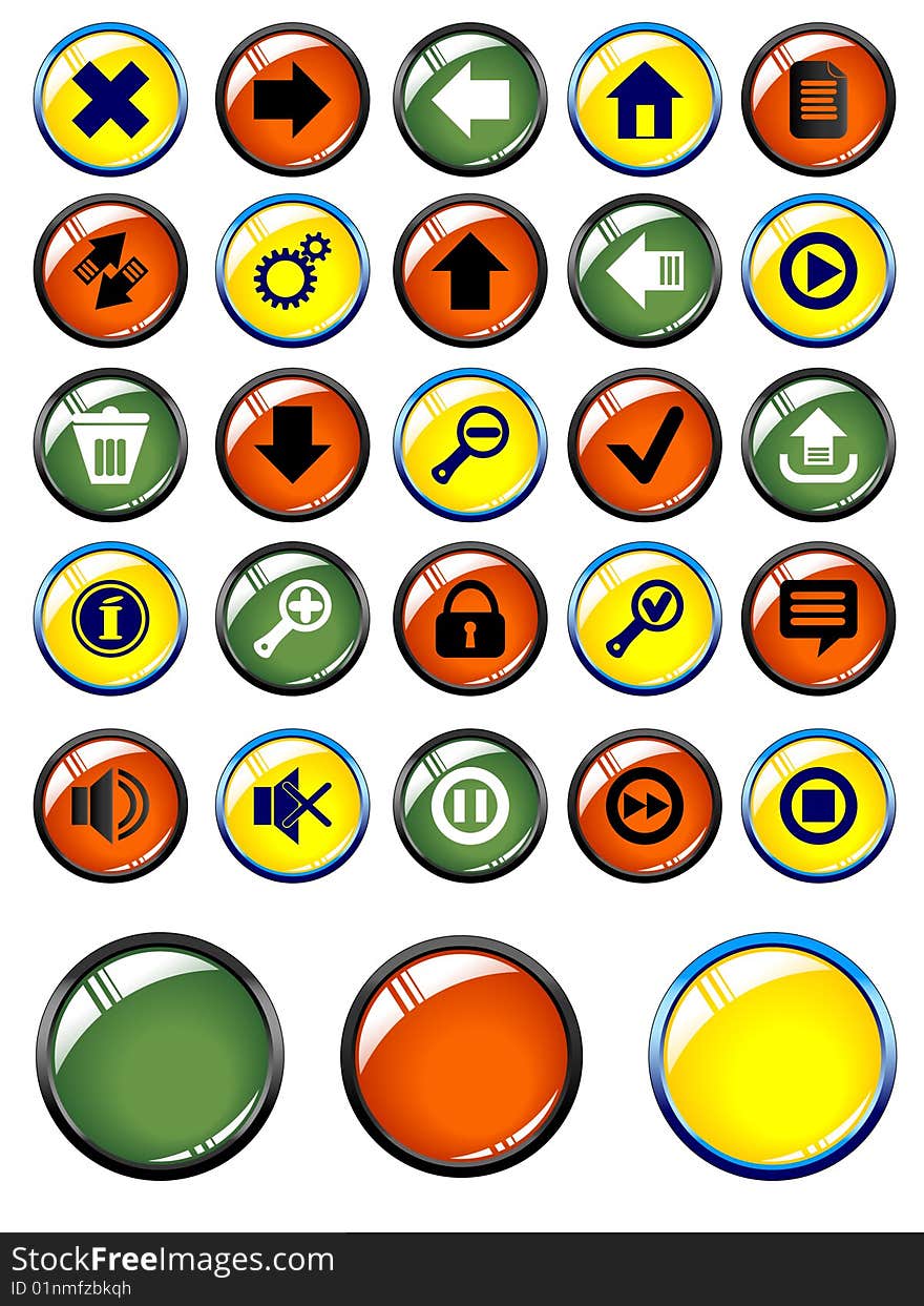 Set of glossy buttons for the web