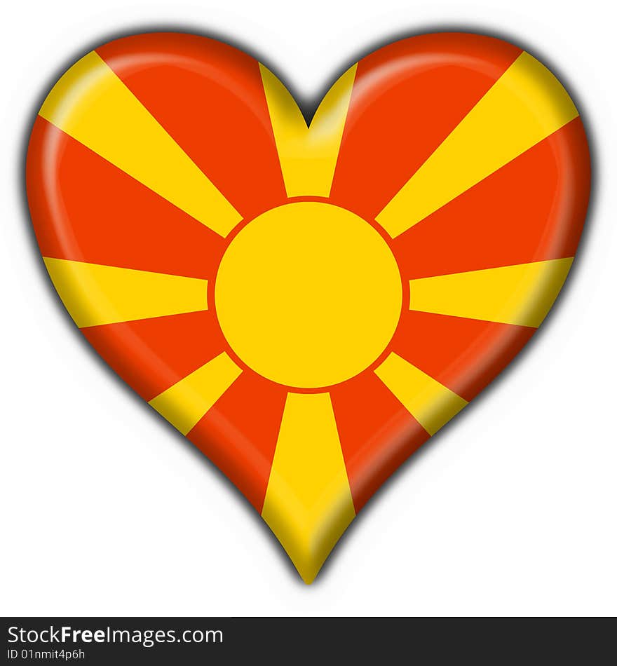 Macedonia button flag - 3d made. Macedonia button flag - 3d made