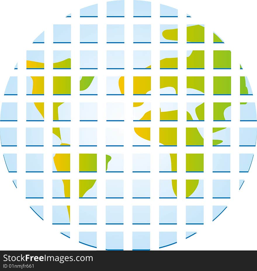 Vector illustration: blue earth with squares. Vector illustration: blue earth with squares