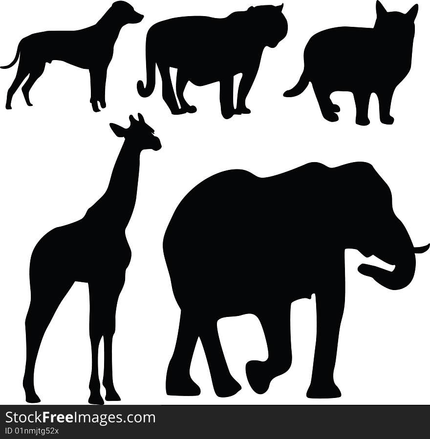 Black animals on white background. Black animals on white background