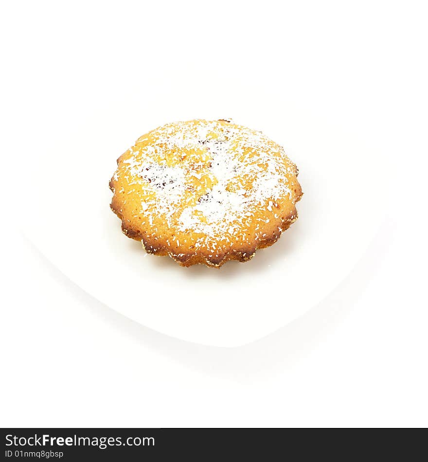 Fresh cake on white background