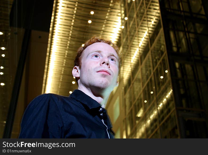 Young man in 20s looking boldly to the future. Young man in 20s looking boldly to the future.